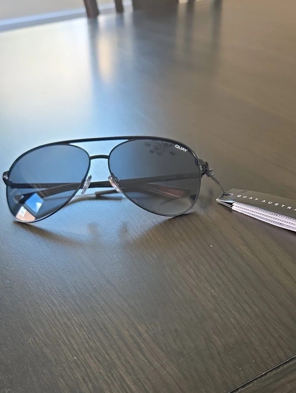 Quay Australia Men’s Black Aviator Sunglasses with Gradient Lenses